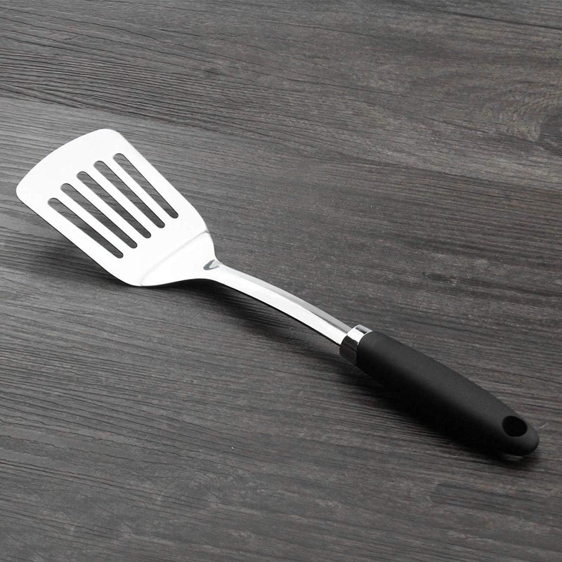 JXWING Brushed Slotted Stainless Steel Turner, Non-Slip Spatula with Ergonomic Handle - Image 5